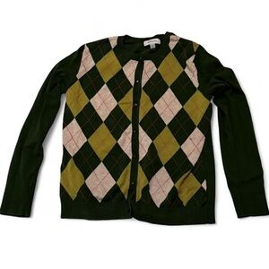 VTG- merona Green and Tan Argyle Sweater